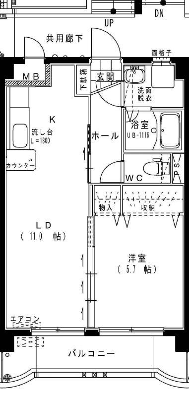 フレスコ和(1LDK/4階)の間取り写真