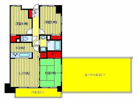 ライオンズプラザ松戸中央公園(3LDK/12階)の間取り写真