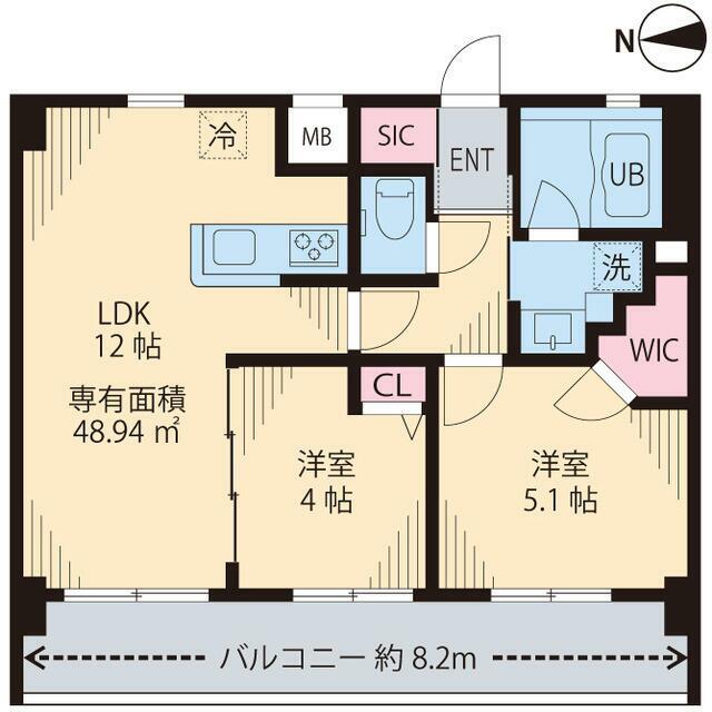 MIA CASA I(2LDK/3階)の間取り写真