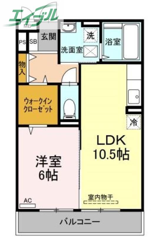 エスポワール青江(1LDK/2階)の間取り写真