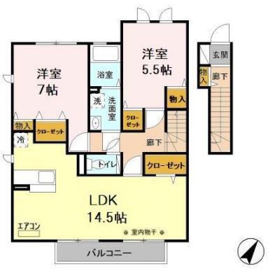 ロハスタウンIII(2LDK/2階)の間取り写真