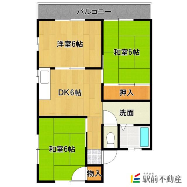 エコール荒木(3DK/1階)の間取り写真