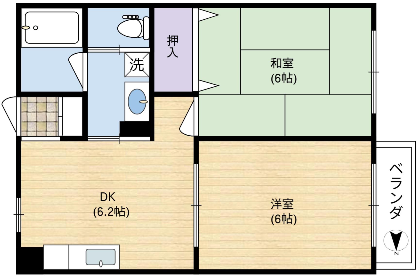 サンライズシティA(2DK/2階)の間取り写真
