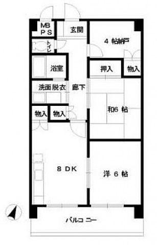 正岡ビル(2SLDK/6階)の間取り写真