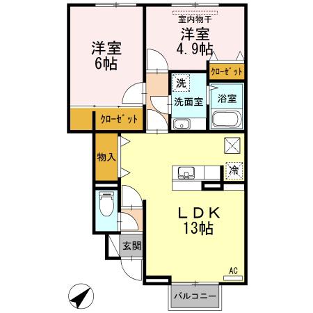 ベルメール(2LDK/1階)の間取り写真