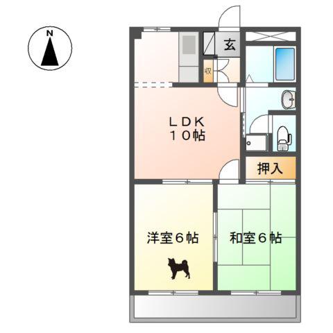 トゥインクル(2LDK/2階)の間取り写真