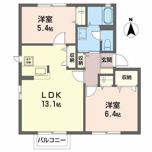 コーラルタウンD(2LDK/1階)の間取り写真