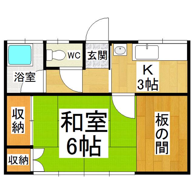 コーポつかまB(1K/2階)の間取り写真