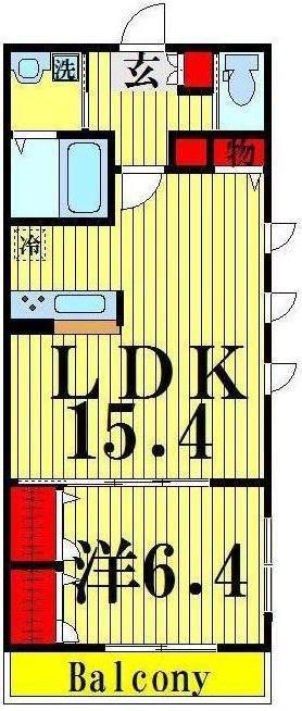 ファラオ千住(1LDK/2階)の間取り写真