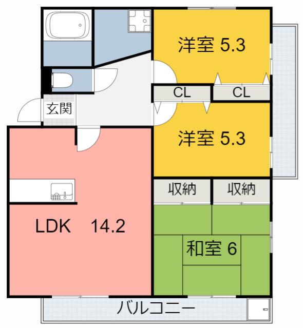 ウィズ・ワン(3LDK/1階)の間取り写真