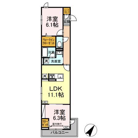 ホープハイツ(2LDK/3階)の間取り写真