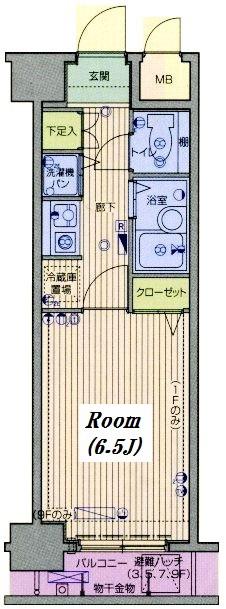 ガラステージ日本橋(1K/4階)の間取り写真