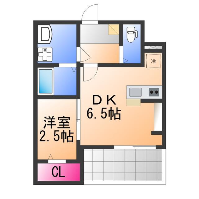 西湊町エヌエム・セント(1DK/4階)の間取り写真