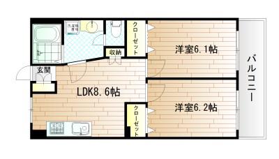 フェルト727(2LDK/4階)の間取り写真