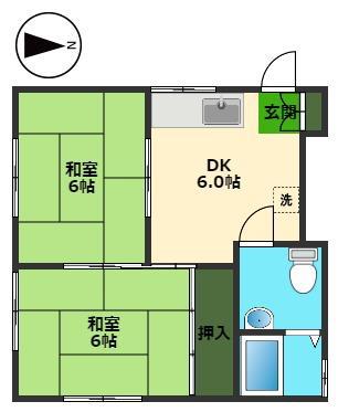 青陽荘(2DK/1階)の間取り写真