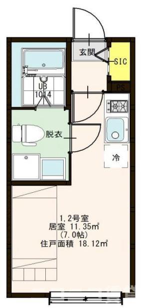 ハーモニーテラス平井VI(ワンルーム/3階)の間取り写真