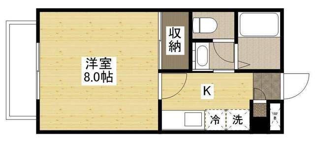 ポートサイド21(1K/2階)の間取り写真