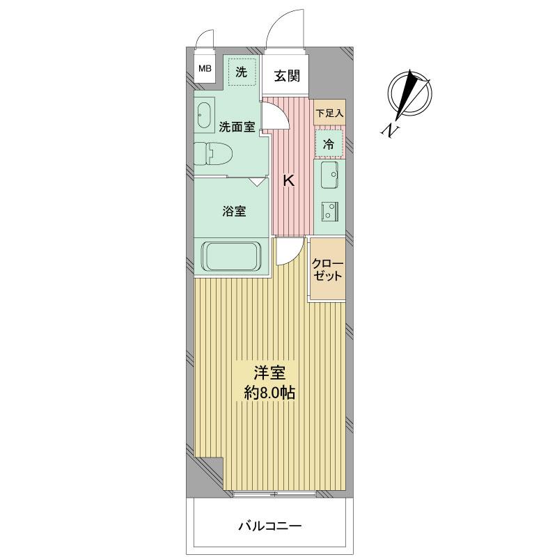 ケーティージーレジデンス芦屋西(1K/2階)の間取り写真