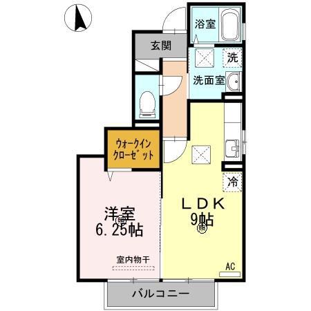 ルシアン ロ一ズB(1LDK/1階)の間取り写真
