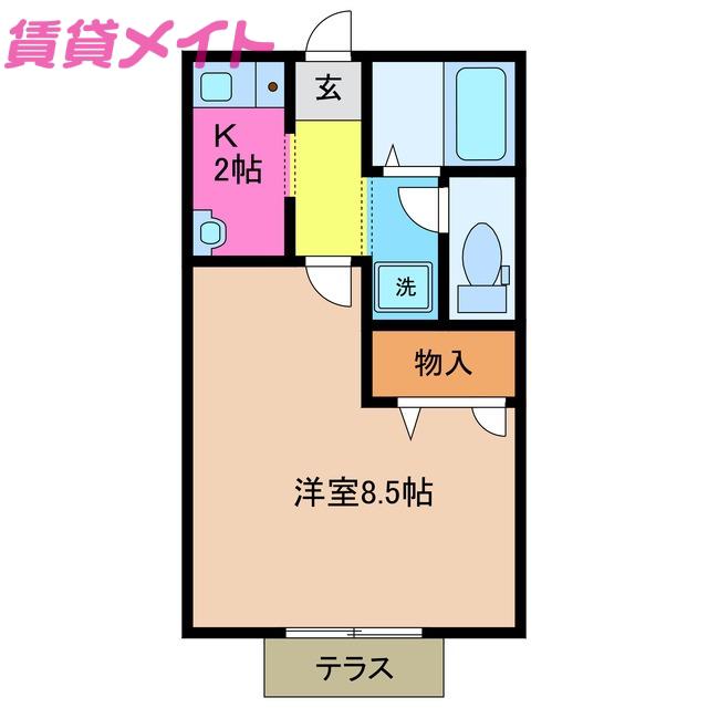 ハイツソートフルB棟(1K/1階)の間取り写真