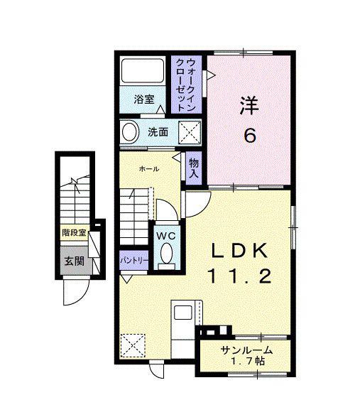 パレスコーネリアI(1LDK/2階)の間取り写真