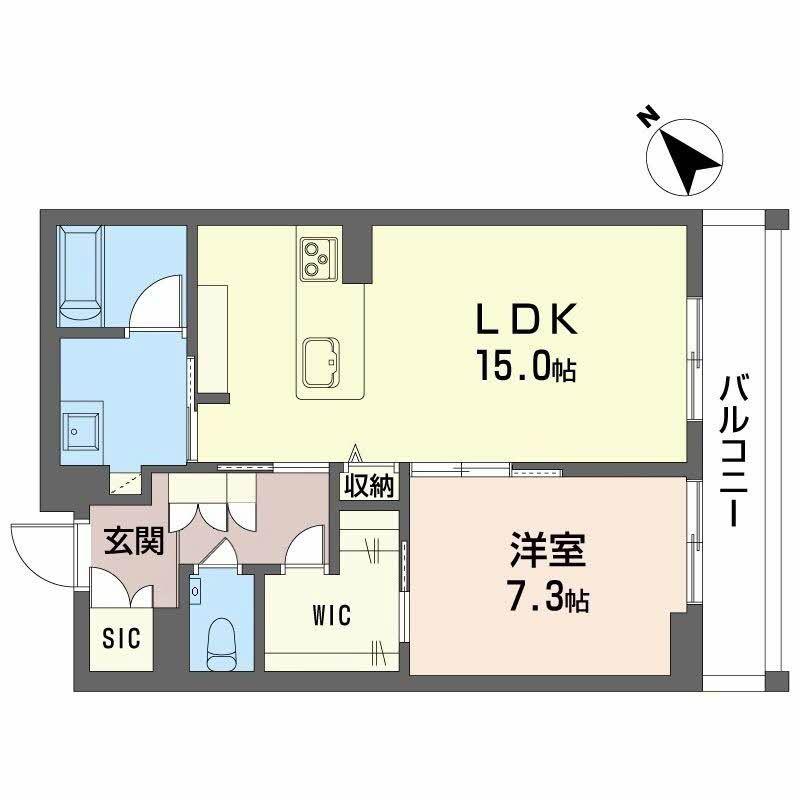 カルーレ金澤(1LDK/2階)の間取り写真