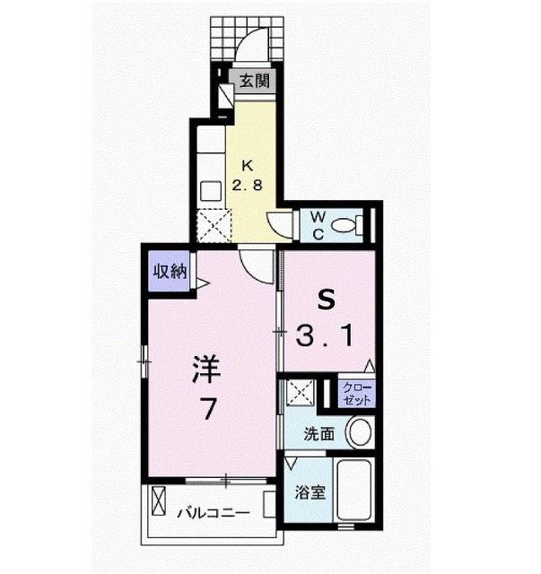 ディオース三島(1SK/1階)の間取り写真