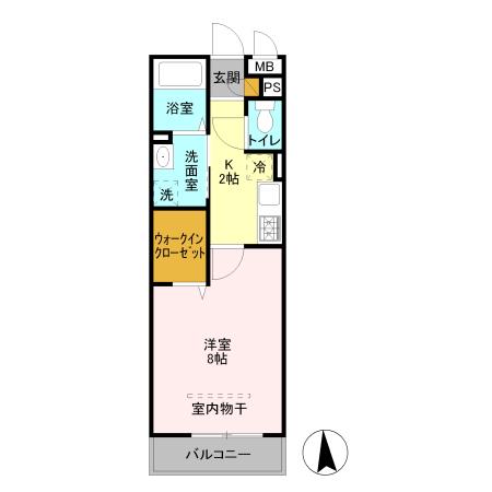 ベルレージュ エム(1K/1階)の間取り写真