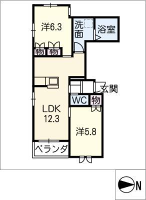ヘーベルメゾン アイレットII(2LDK/2階)の間取り写真