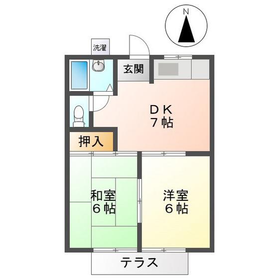 ウィング平田I(2DK/1階)の間取り写真