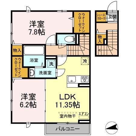 メゾンベース B(2LDK/2階)の間取り写真