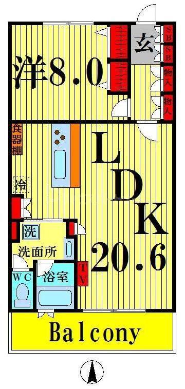 ロイヤルパークス西新井(1LDK/11階)の間取り写真
