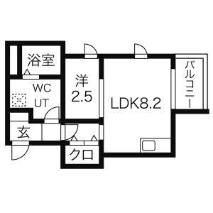 メリディアン国見2丁目(1LDK/3階)の間取り写真