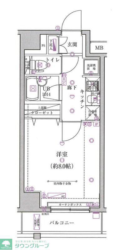 スパシエベルタ横浜(1K/2階)の間取り写真