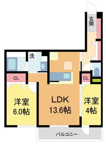 SAKURA甲子園三保町(2LDK/1階)の間取り写真