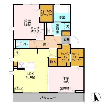 バリスサイト E(2LDK/3階)の間取り写真