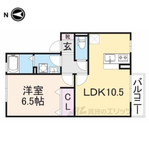 ファミールタケダⅡ(1LDK/2階)の間取り写真