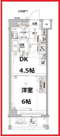アルコバレーノカメイドII(1DK/2階)の間取り写真