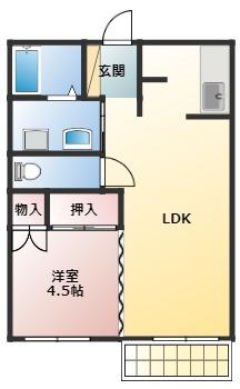 メゾン大栄B(1LDK/2階)の間取り写真