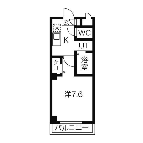 アミュズマン亀城(1K/2階)の間取り写真