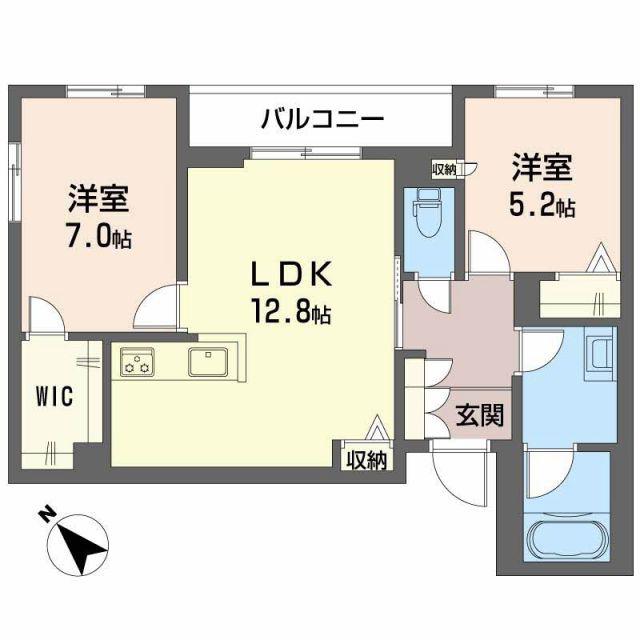 シャーメゾン ルポア(2LDK/2階)の間取り写真