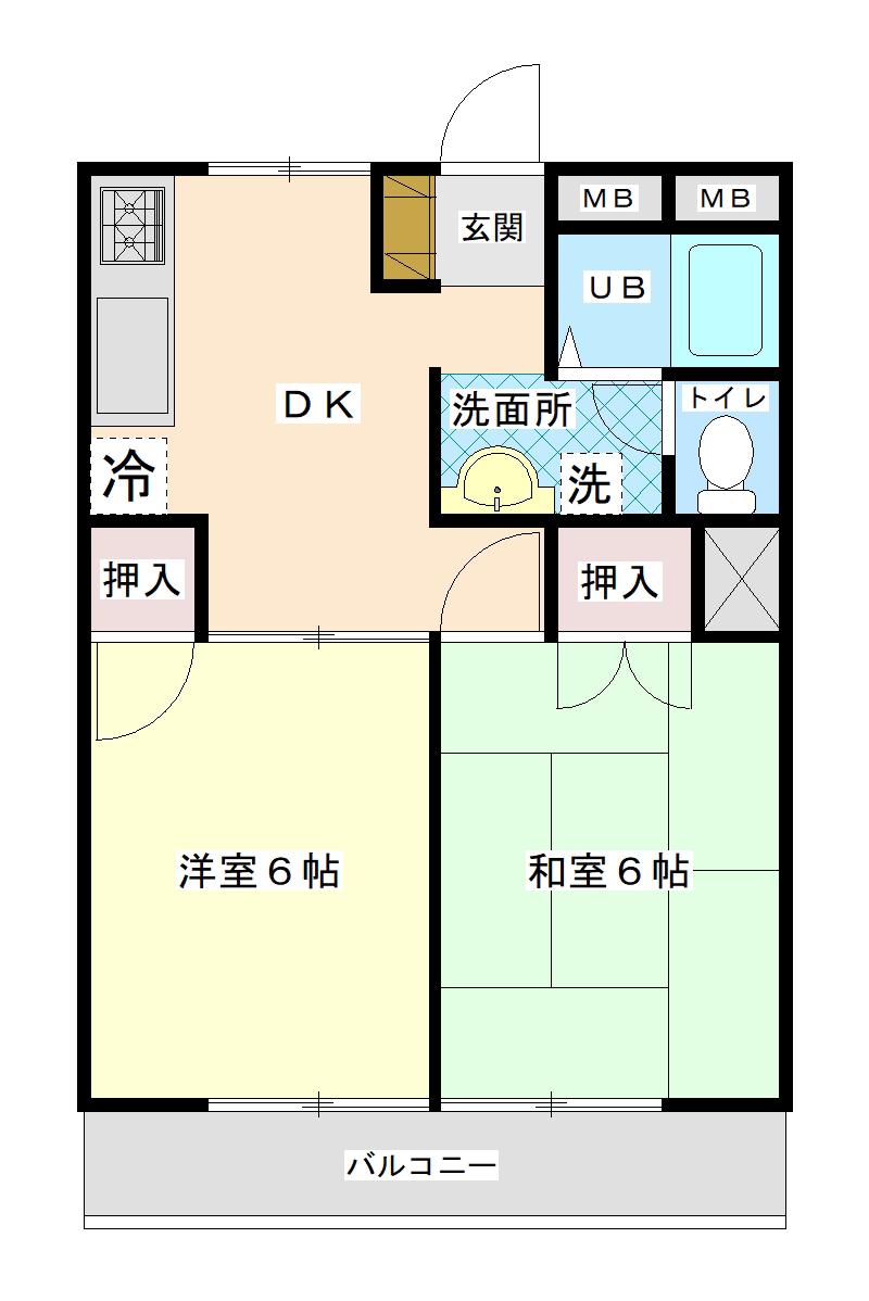サンバレー3(2DK/2階)の間取り写真