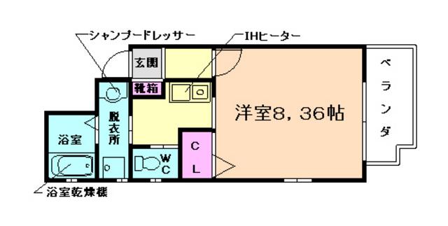 ONLYONE小花(1K/3階)の間取り写真