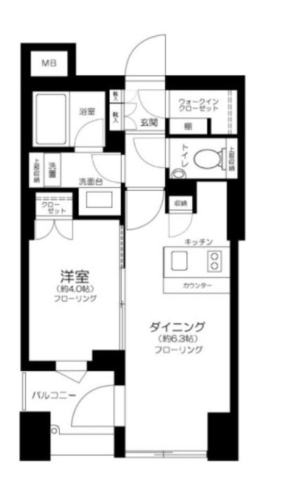 クオリア神南フラッツ(1DK/8階)の間取り写真