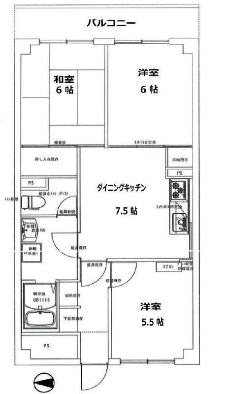 ゾンネンハイム北砂(3DK/9階)の間取り写真