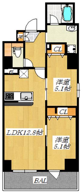 HYGGEプラス(2LDK/4階)の間取り写真