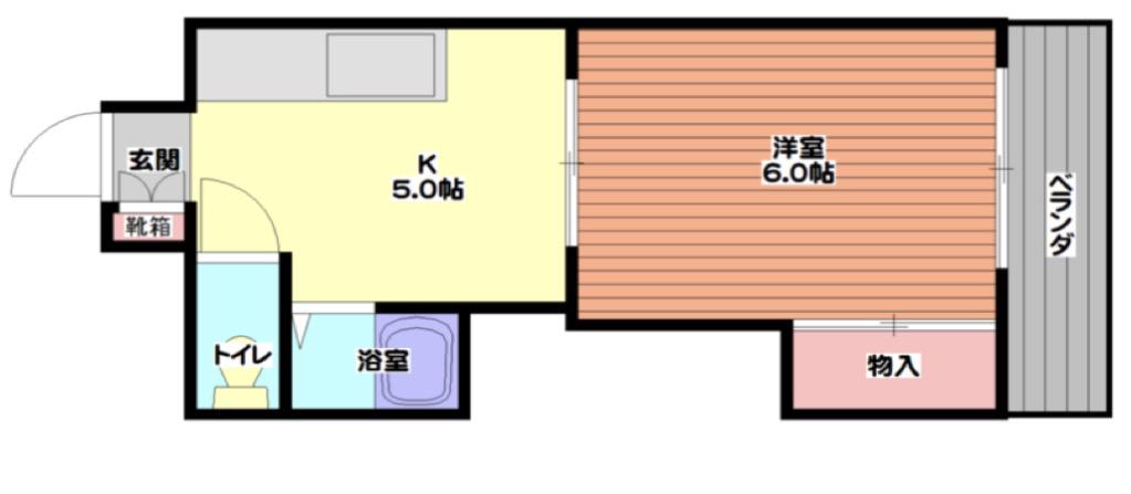 ラクーン箕面(1DK/2階)の間取り写真