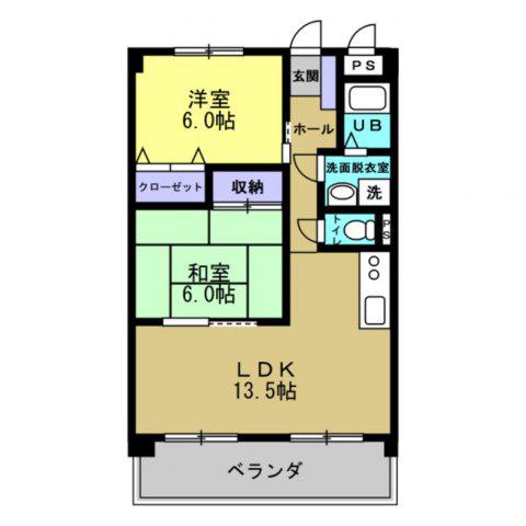 ラビアンローズ(2LDK/1階)の間取り写真