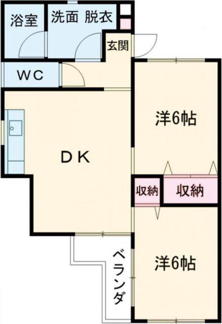 エクレールB(2DK/1階)の間取り写真