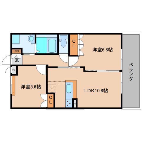 FELICE奥鳥井II番館(2LDK/1階)の間取り写真
